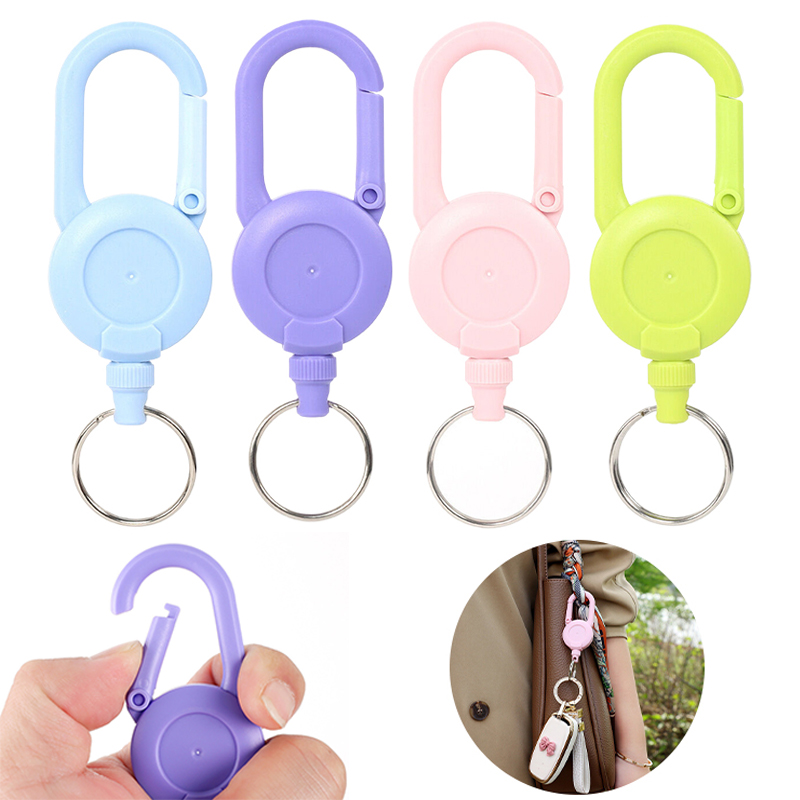 Conventional Reel - Gantungan kunci dapat ditarik warna Macaron,