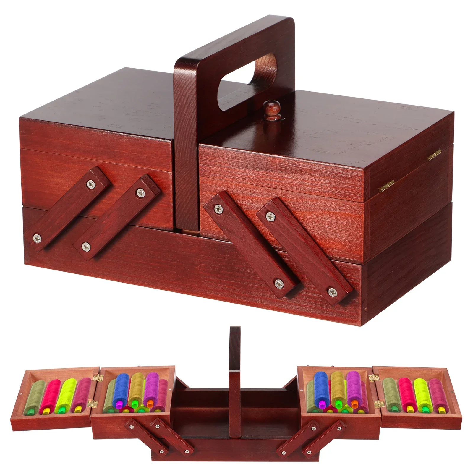 Reel Case - Kotak Benang Jahit Kayu Vintage yang